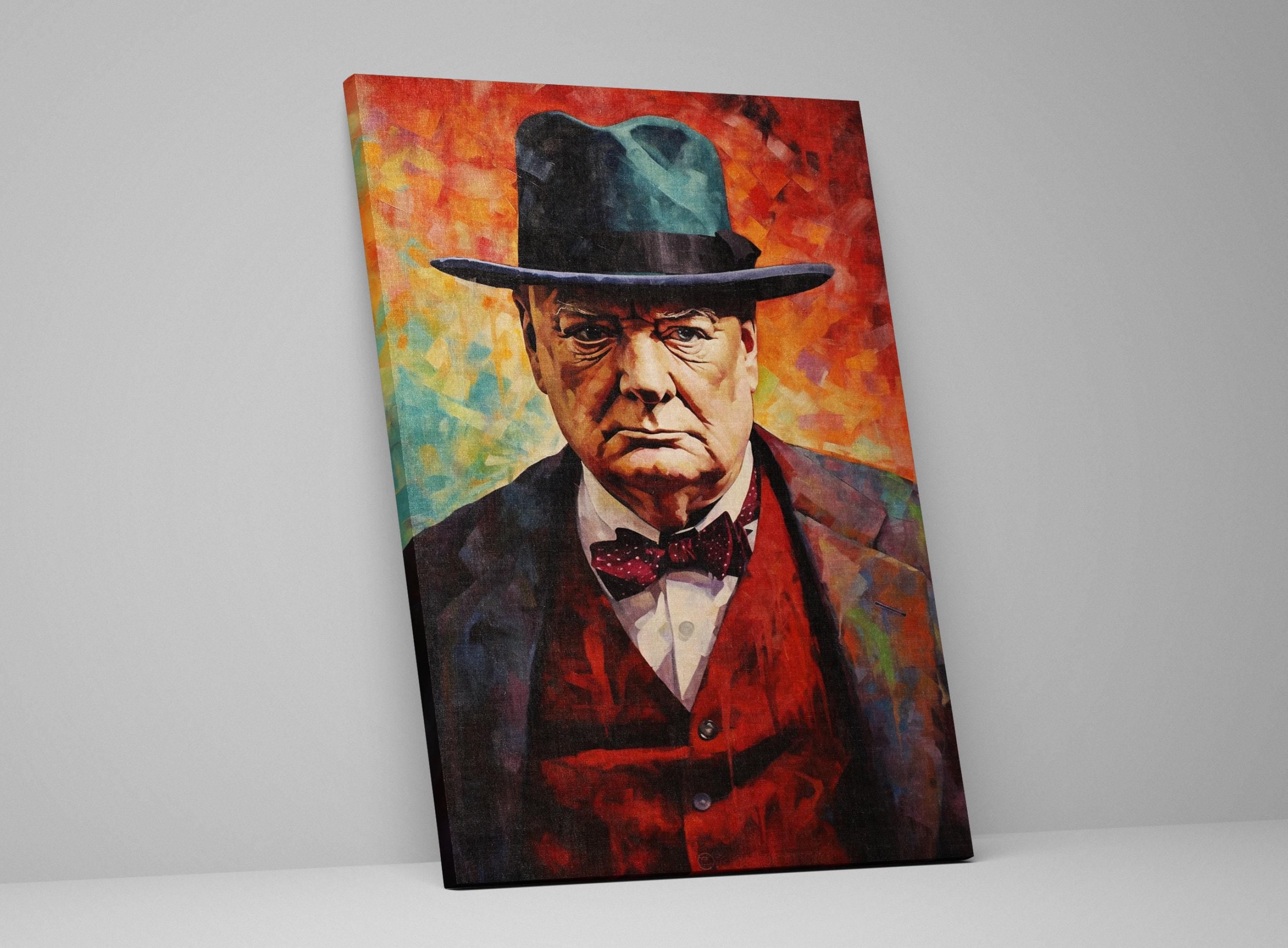 Winston Churchill Canvas – Gallery Wrapped Large Canvas Print, Ready to Hang Wall Art