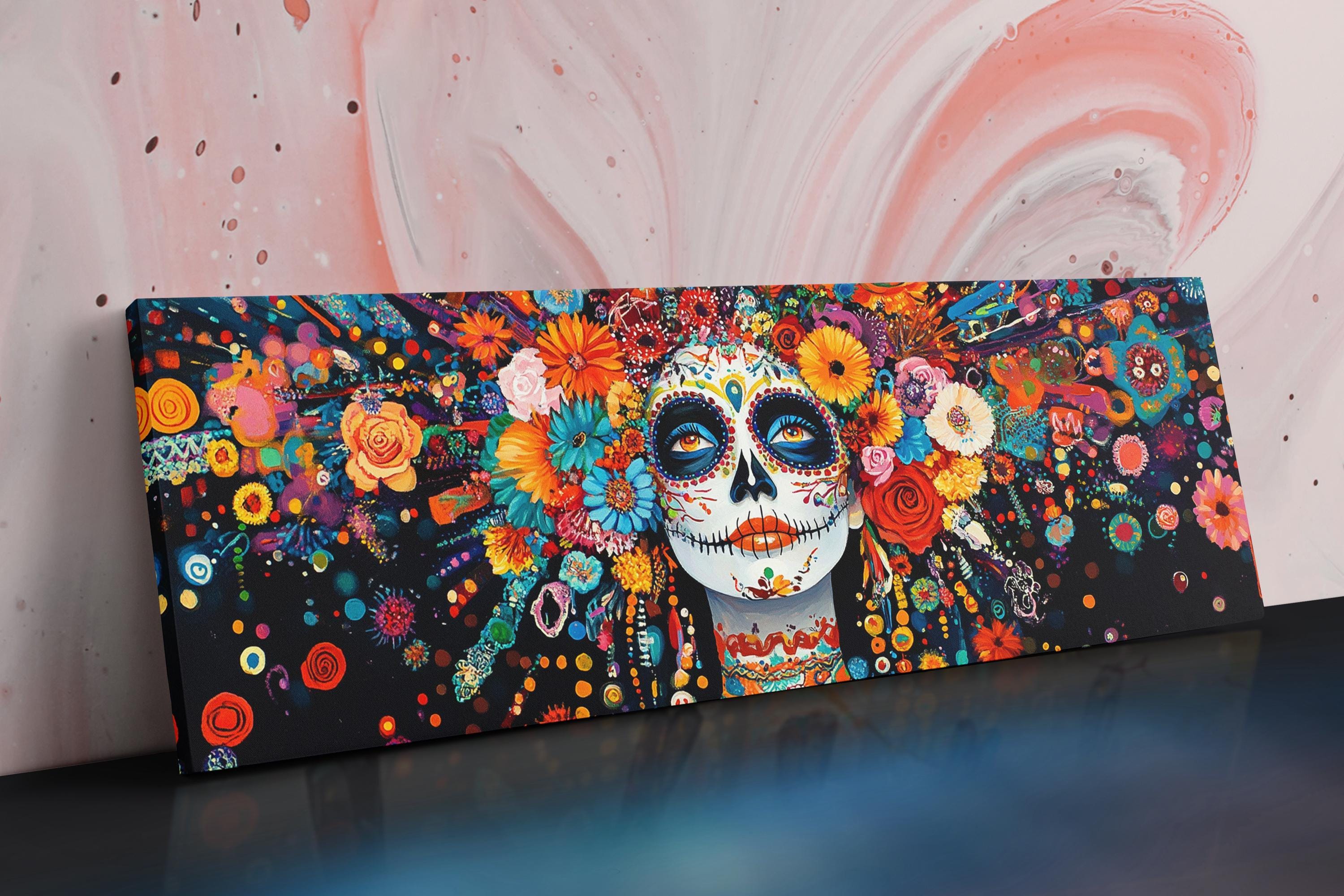 Dia de los Muertos Canvas - Panoramic Wall Art | Oversized Latin Framed Canvas Ready to Hang
