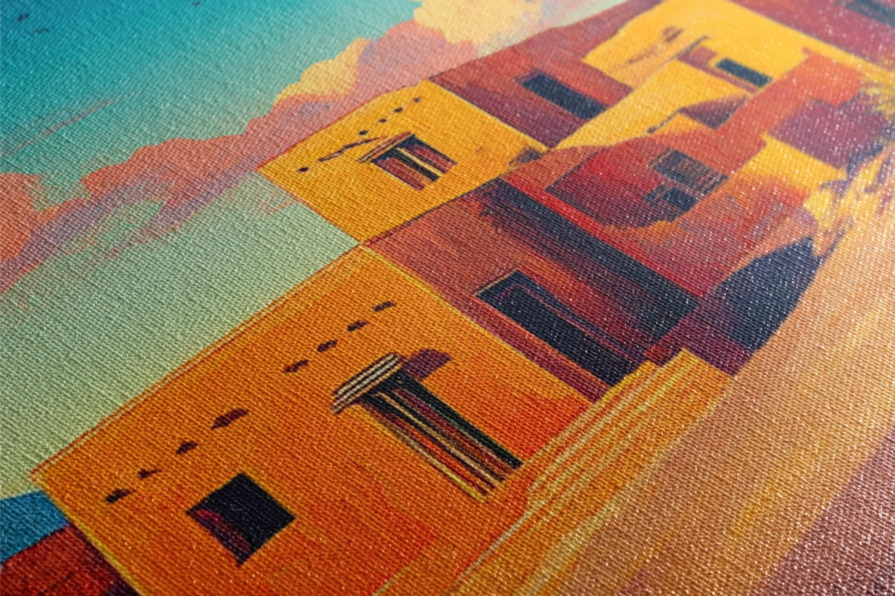 a close up of a painting of a building