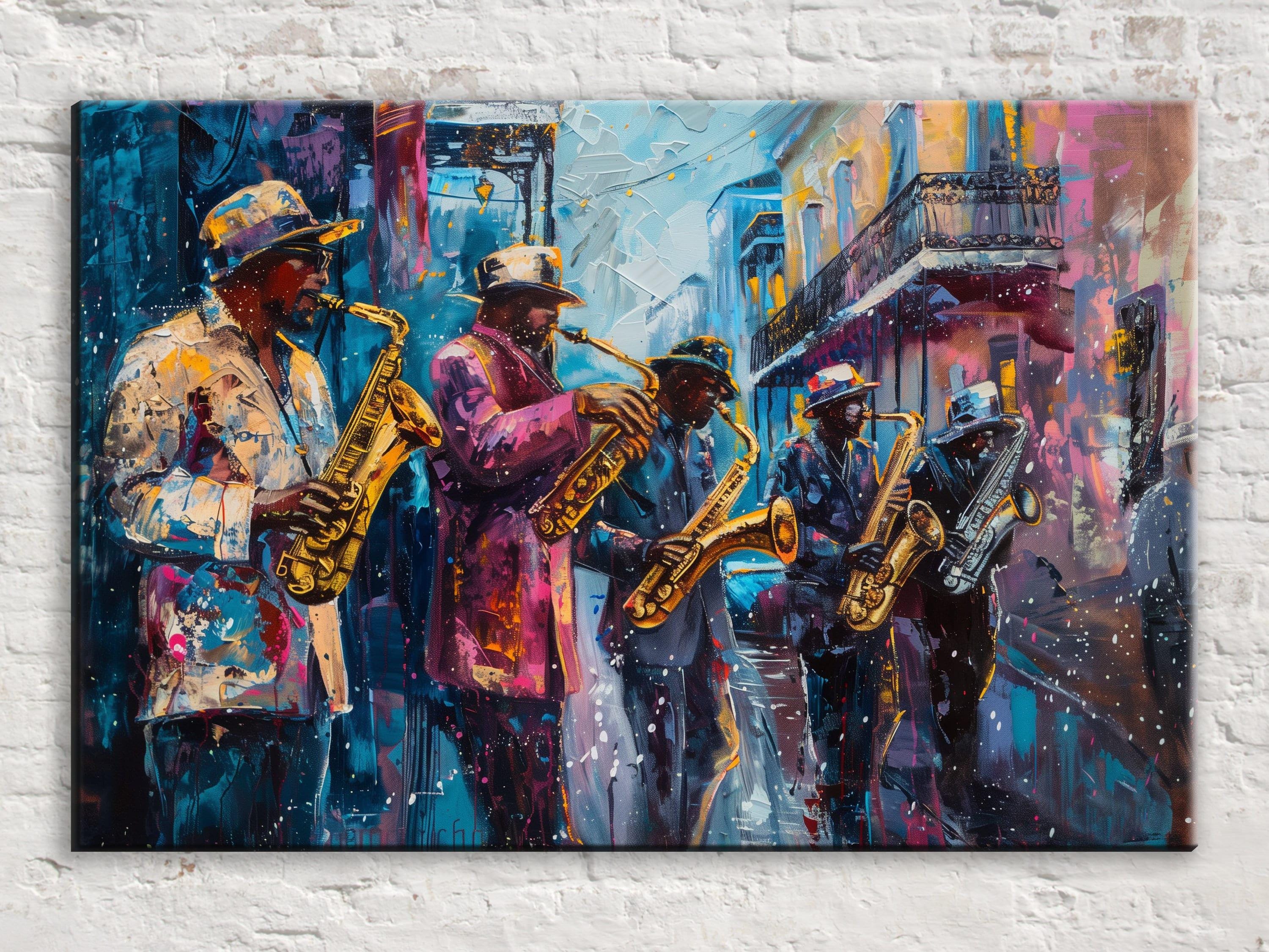 Bourbon Street Jazz Painting – New Orleans Wall Art | Gallery Wrapped Canvas Print