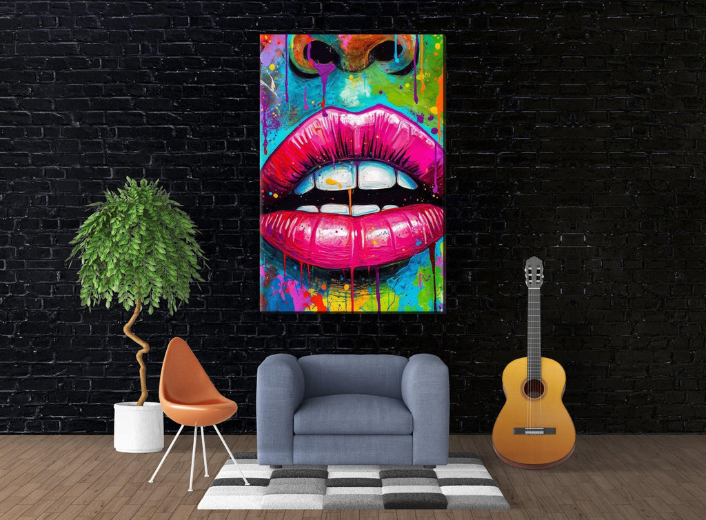 Luscious Lips Art – Large Canvas Wall Art | Abstract Woman Allure Decor