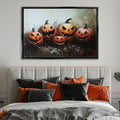 Halloween Wall Art – Extra Large Framed Canvas with Glowing Jack O Lanterns