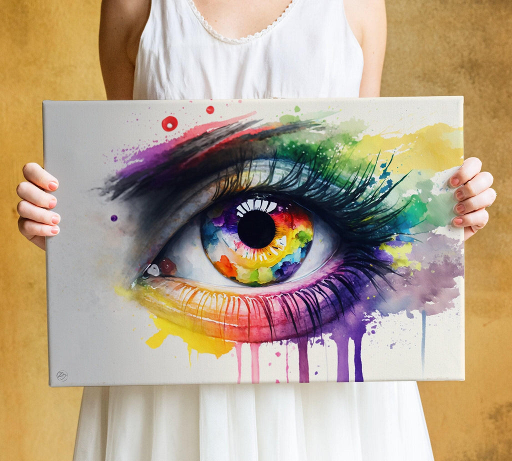 Surreal Eye: Watercolor Wall Art Print, Giclee Print on Canvas, Artist Paper, Watercolor Paper, Available in Extra Large Sizes