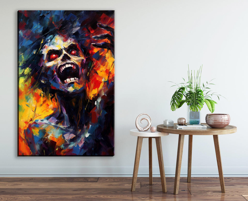 Halloween Zombie Canvas | Large Gallery Wrapped Canvas Print - Spooky Wall Art