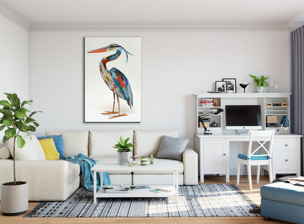 Blue Heron Wall Art – Funny Blue Heron Collage on Gallery Wrapped Canvas, Ready to Hang