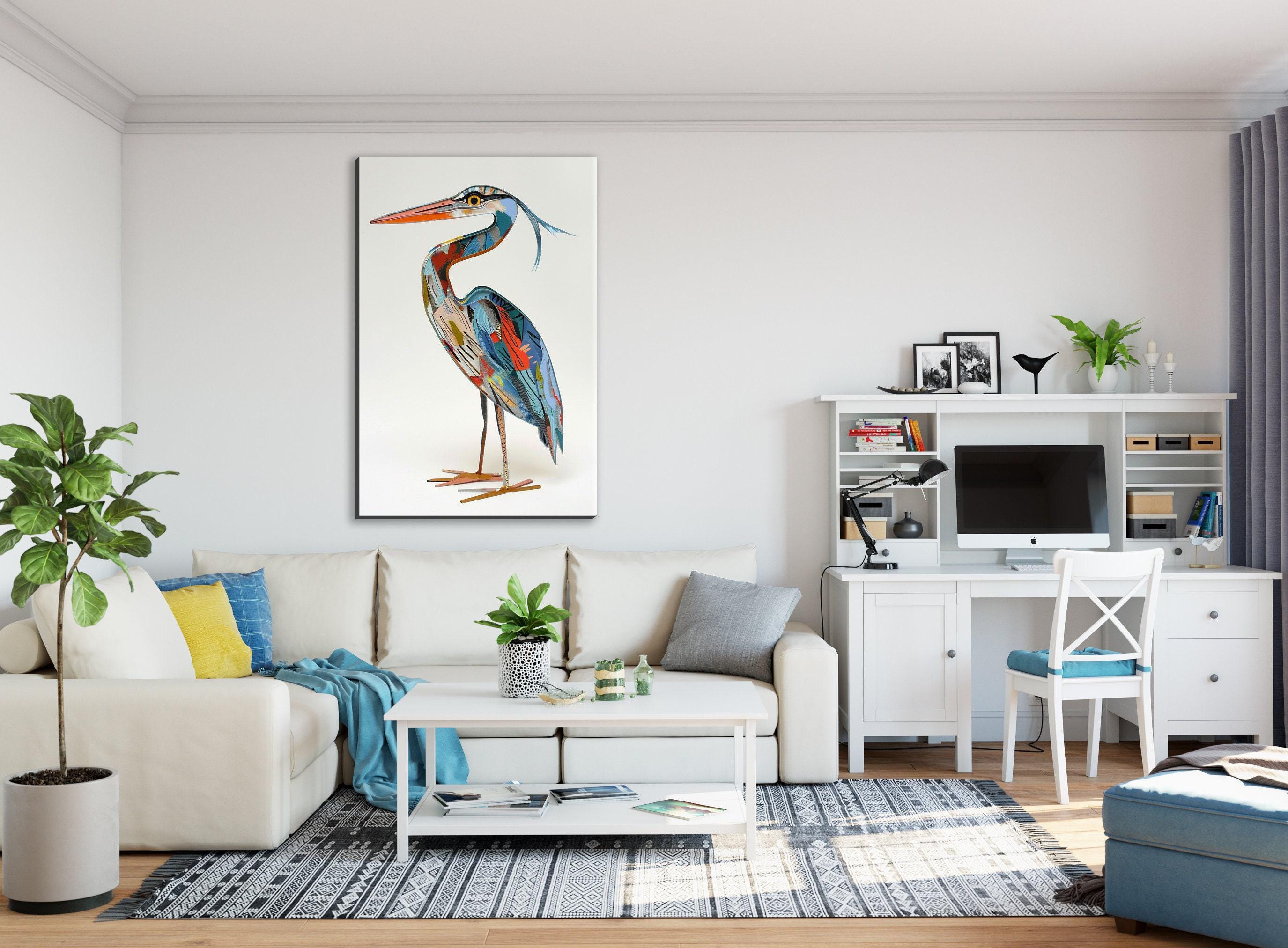 Blue Heron Wall Art – Funny Blue Heron Collage on Gallery Wrapped Canvas, Ready to Hang
