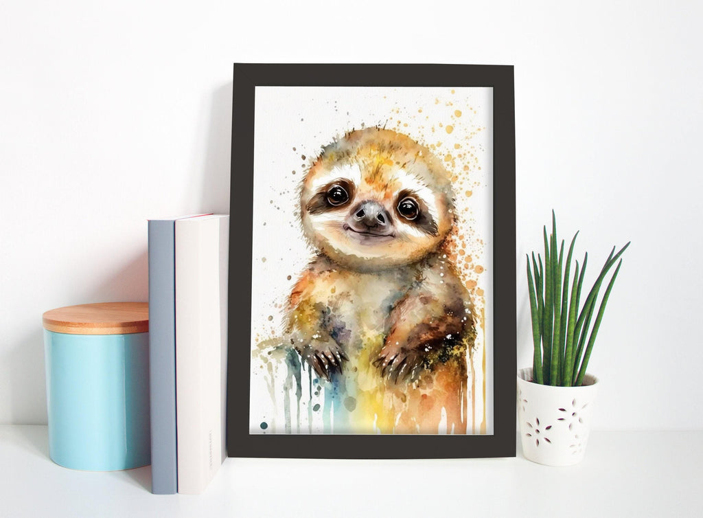 Wildlife Serenity: Sloth Watercolor Painting, Giclee Print on Canvas, Artist Paper, Watercolor Paper, Available in Extra Large Sizes