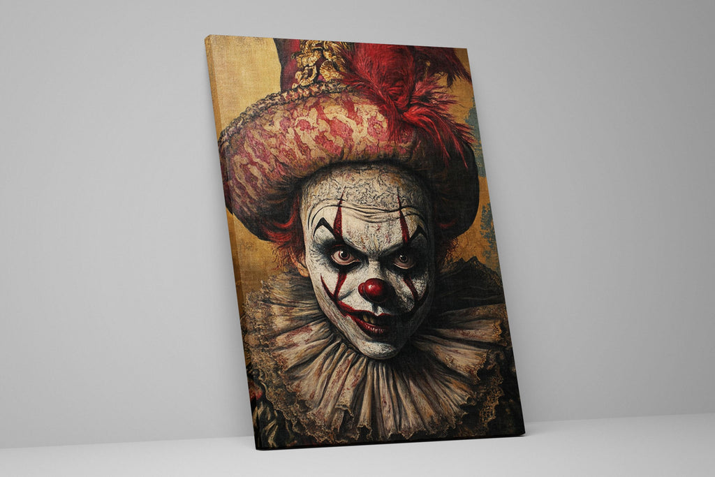 Horror Clown Canvas – Spooky Halloween Decor | Extra Large Wall Art, Gallery Wrapped Canvas