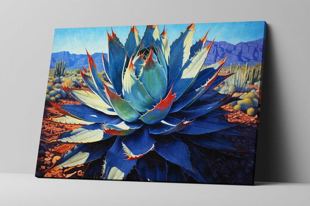 Blue Agave Canvas Print – Southwest Painting on Extra Large Gallery Ready Canvas