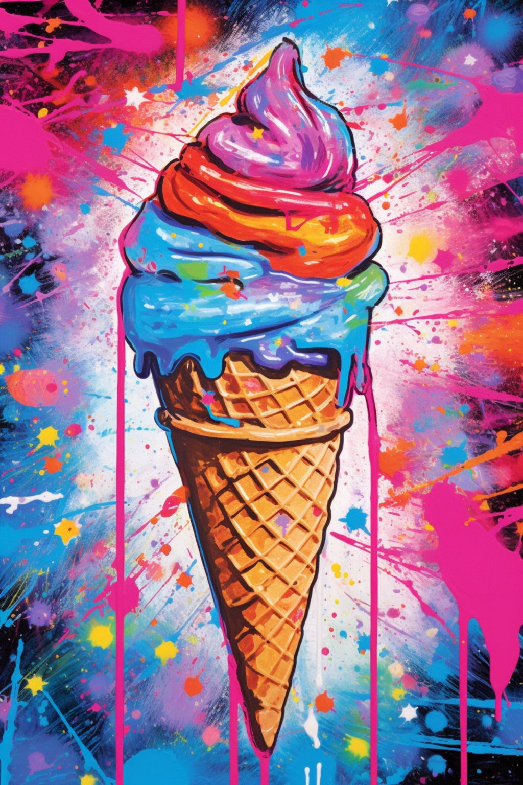 Ice Cream Cone Wall Art – Large Canvas Print | Vibrant Pop Art Canvas
