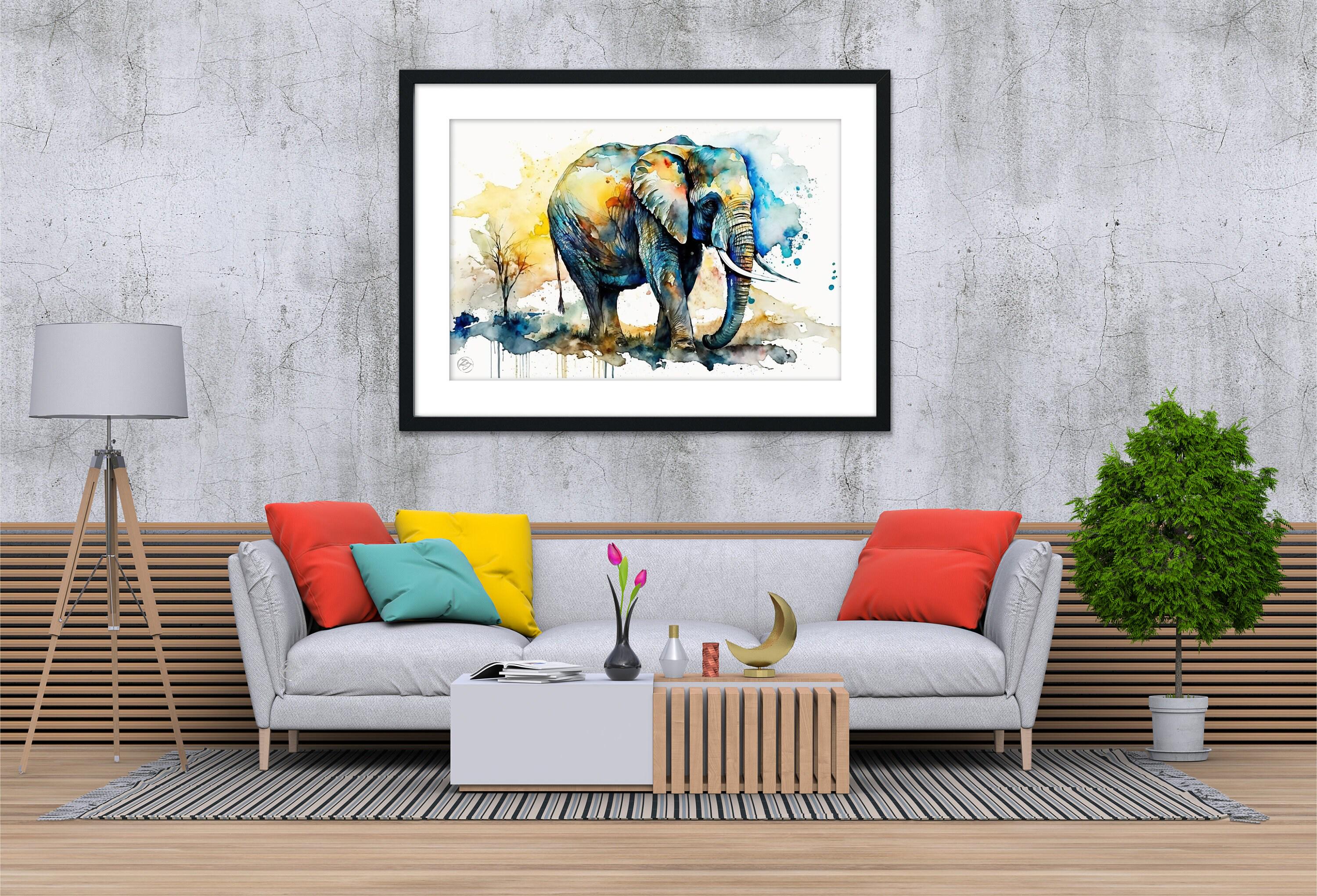 Gentle Giant: Watercolor Elephant Wall Art Print, Giclee Print on Canvas, Artist Paper, Watercolor Paper, Available in Extra Large Sizes