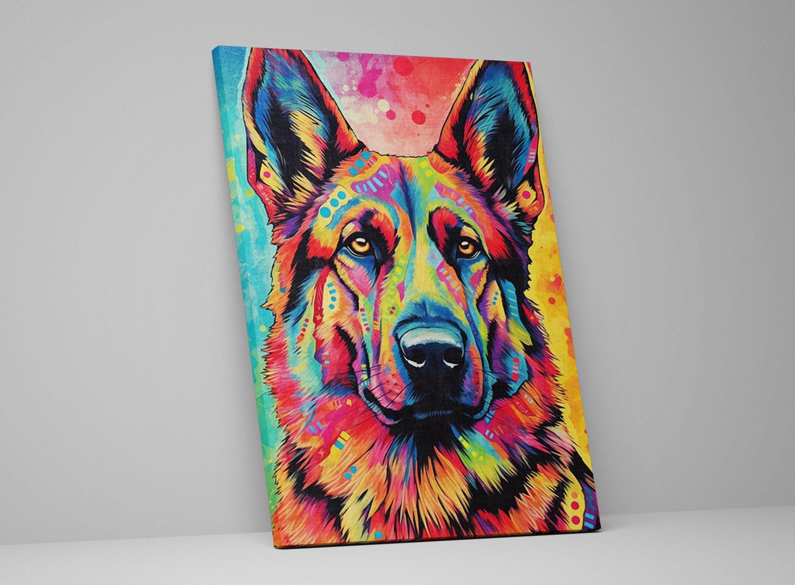 German Shepherd Canvas Print – Large Dog Canvas, Vibrant Pet Art, Gallery Ready Wall Decor
