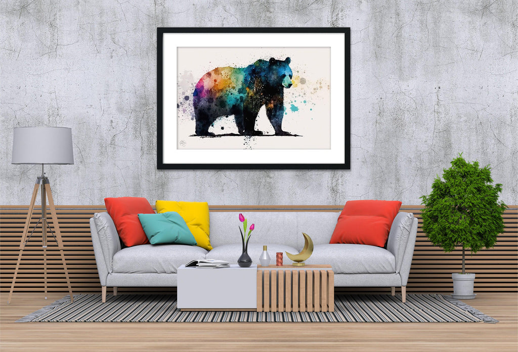 Graceful Black Bear: Watercolor Canvas Wall Art Print, Giclee Print on Gallery-wrapped Artist Canvas, Available in Extra Large Sizes