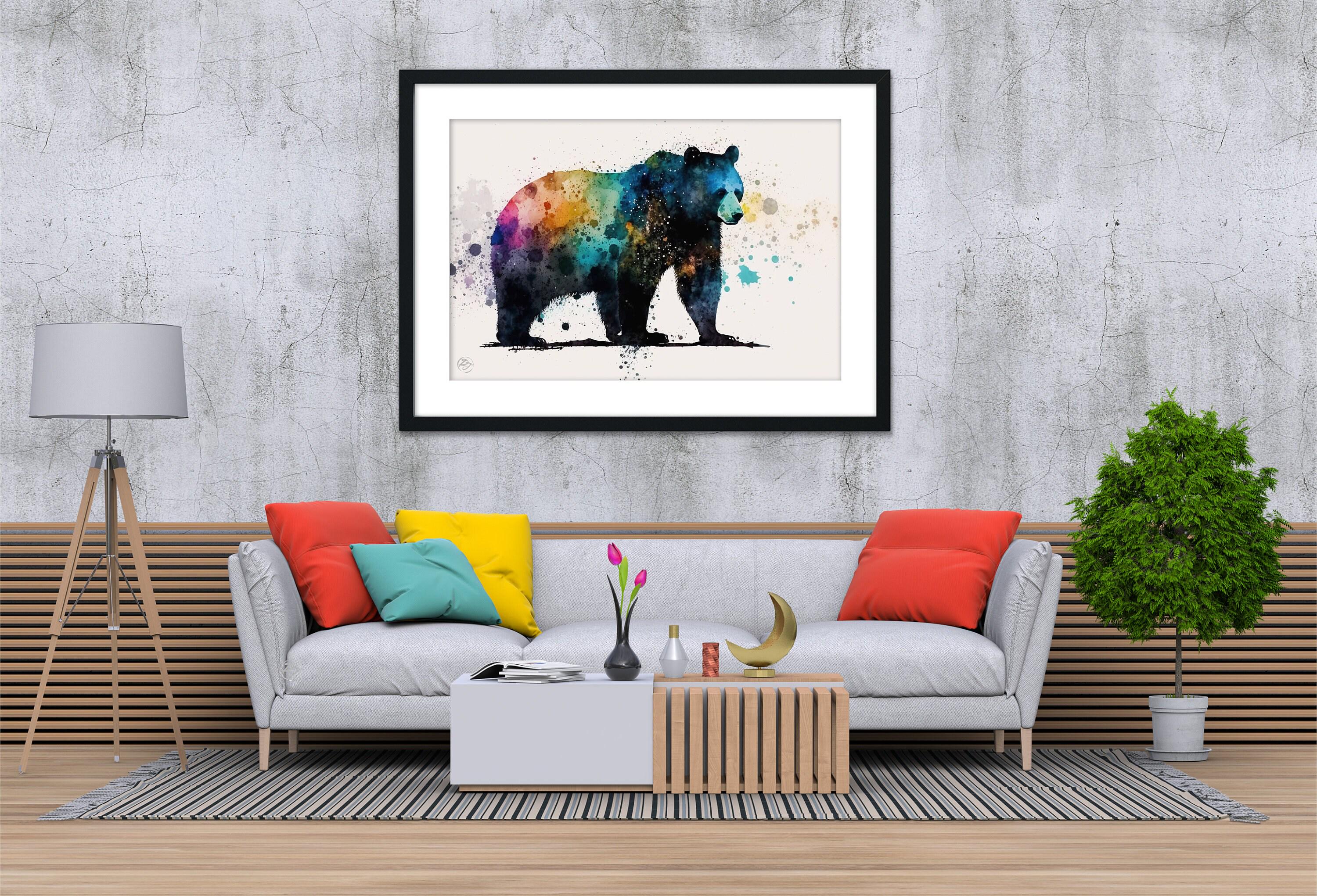 Graceful Black Bear: Watercolor Canvas Wall Art Print, Giclee Print on Gallery-wrapped Artist Canvas, Available in Extra Large Sizes