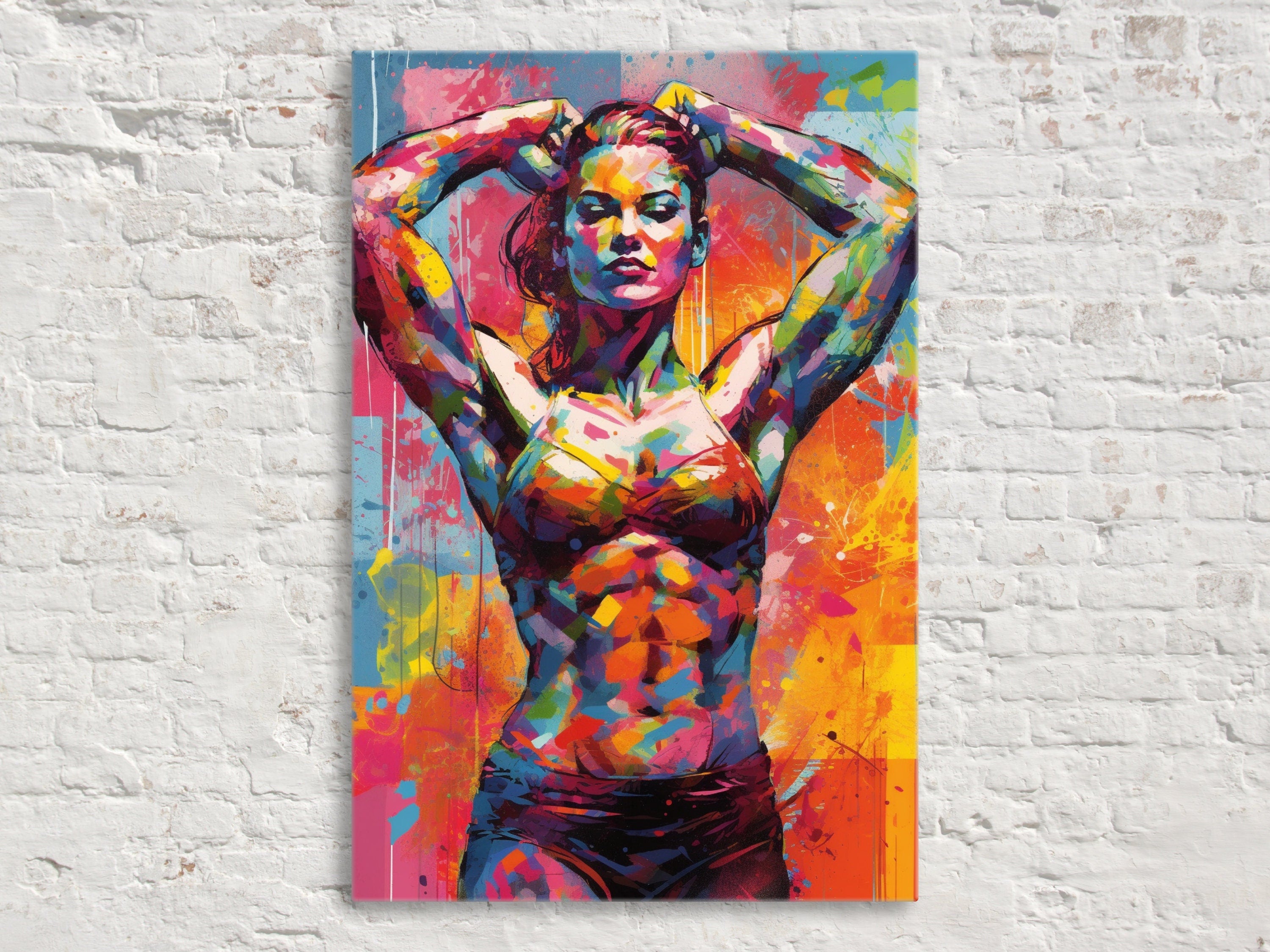 Female Muscle Bodybuilder Art – Large Gallery Wrapped Canvas | Ready to Hang Wall Art