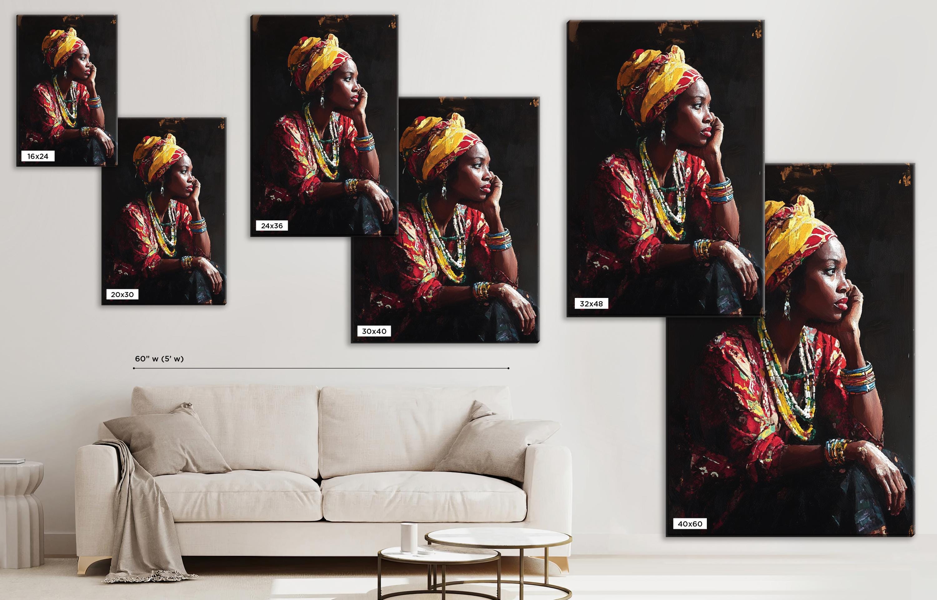 a woman with a turban on her head in a living room