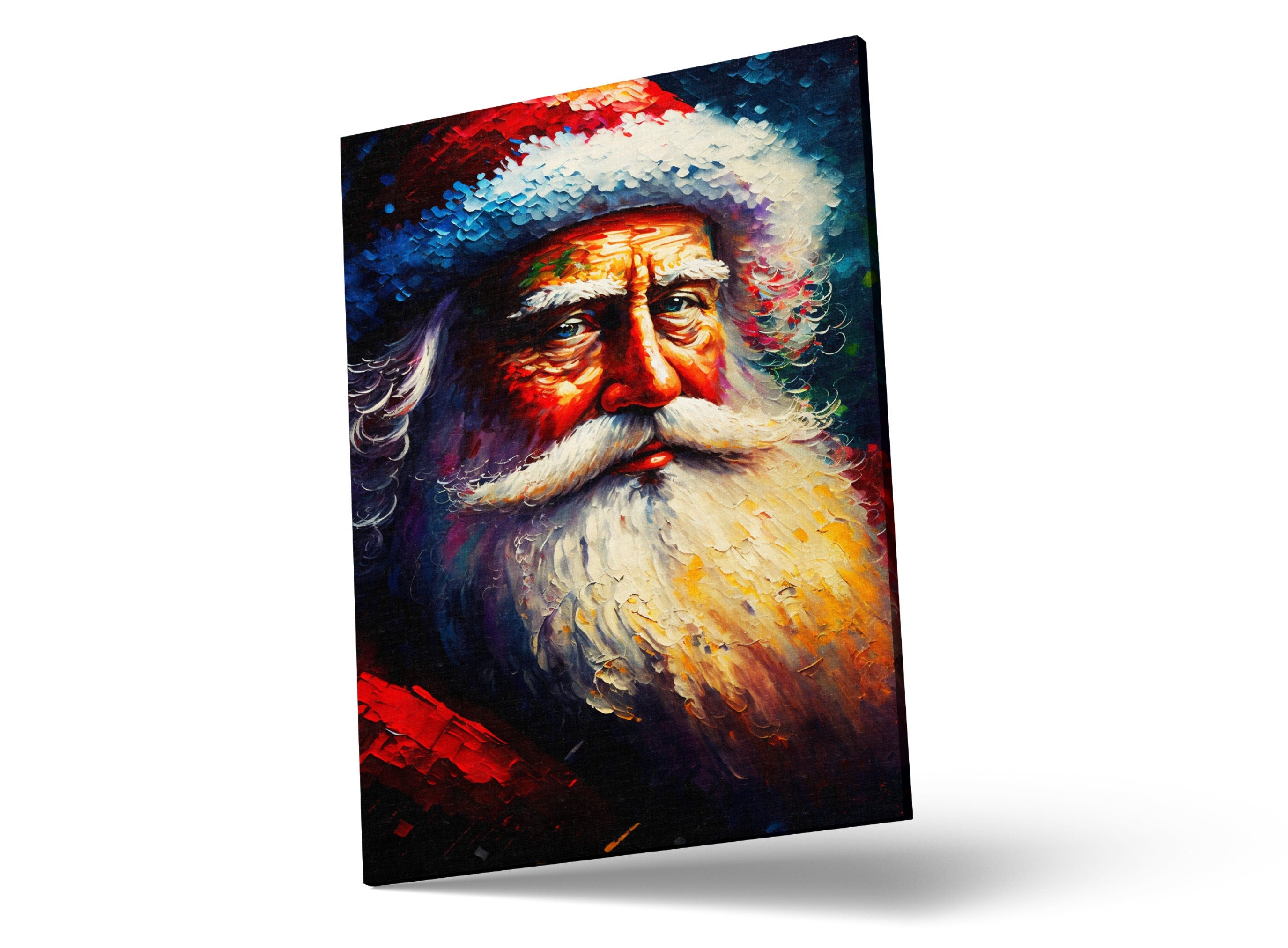 Christmas Canvas Print - Santa Claus Painting With Wooden Frame & Scratch Resistant Coating