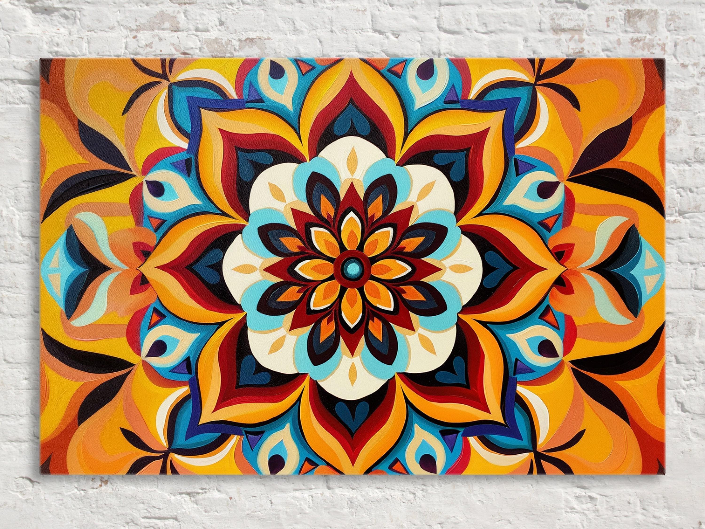 Boho Wall Art - Extra Large Gallery Wrapped Canvas | Colorful Abstract Patterned Painting