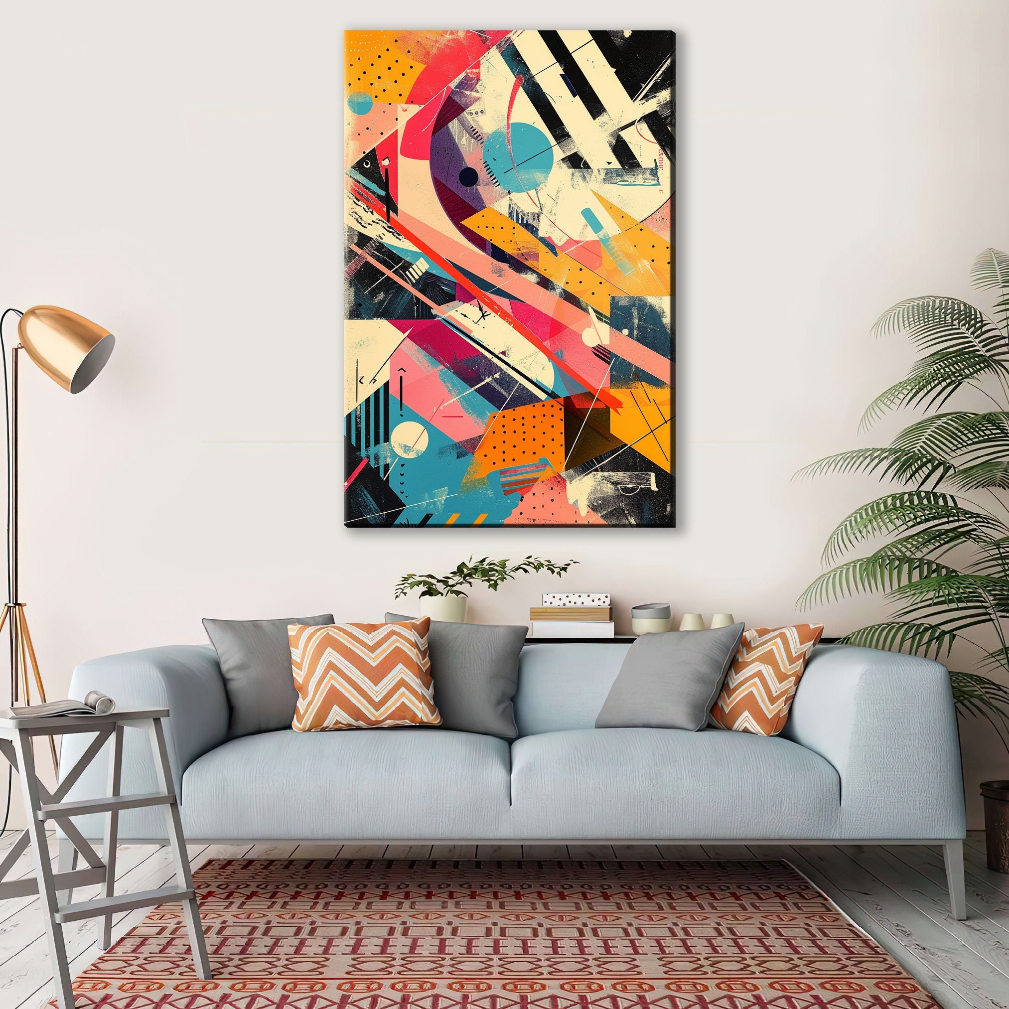 Retro Futurism Canvas – Large Abstract Wall Art | Gallery Wrapped, UV Coated Print