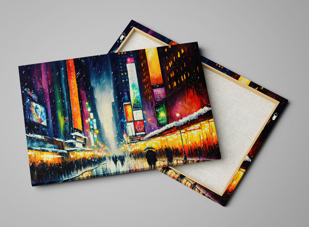 Times Square Canvas Print - Vibrant New York City Art on Gallery Ready Wooden Frame