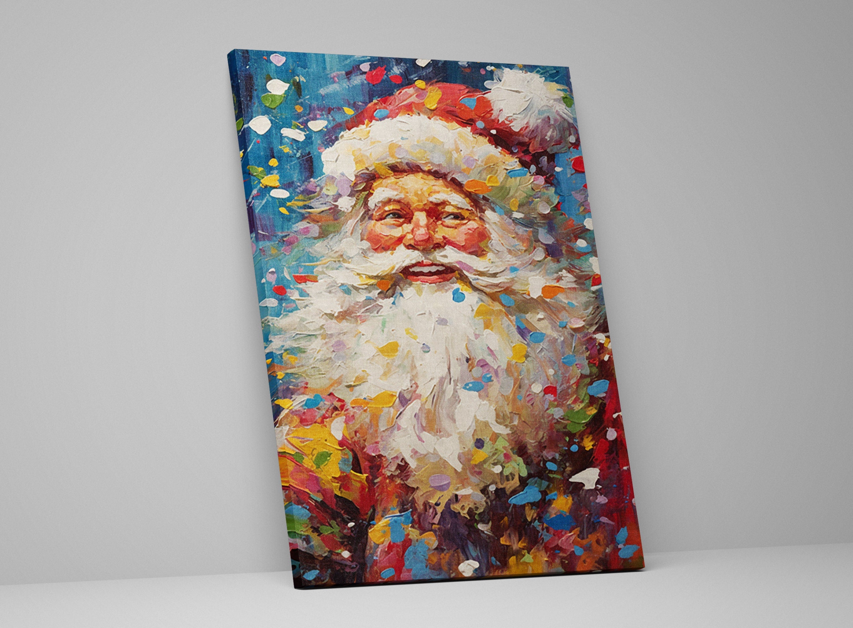 Santa Claus Canvas Art - Festive Pop Art Christmas Wall Decor | Gallery Wrapped, Ready to Hang