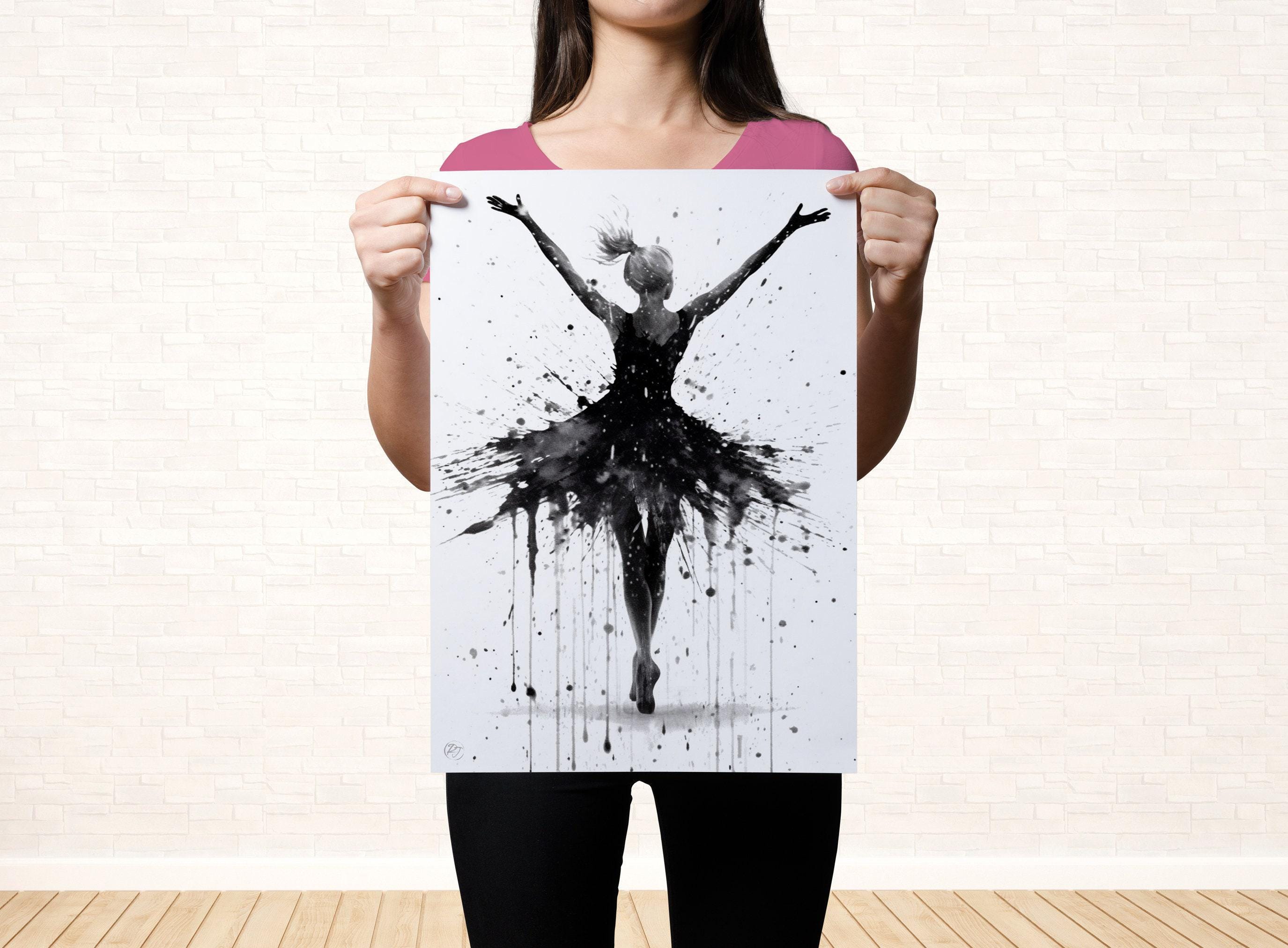 Graceful Dance Moves: Watercolor Ballerina Painting, Giclee Print on Canvas, Artist Paper, Watercolor Paper, Available in Extra Large Sizes