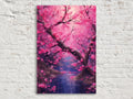 Cherry Blossom Canvas – Large Floral Wall Art | Sakura Pink Purple Flowers Print