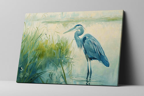 Blue Heron Wall Art – Large Canvas Print | Coastal Home Decor, Ready to Hang