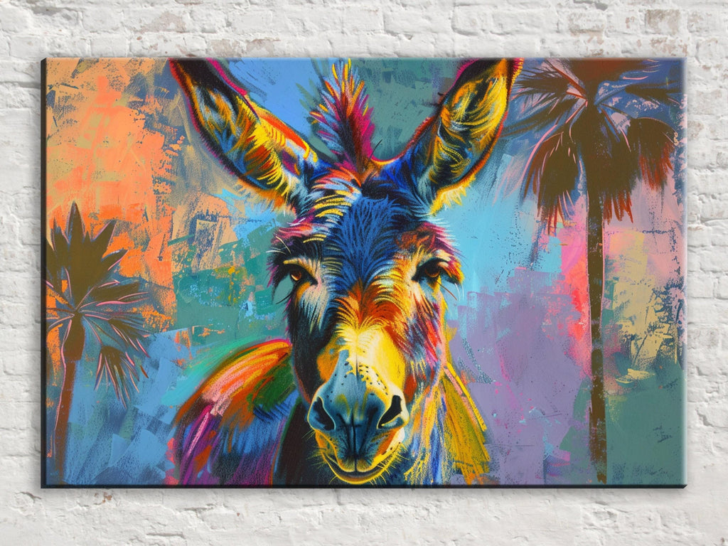 Pop Art Donkey Canvas - Vibrant Large Canvas Art | Gallery Wrapped Print