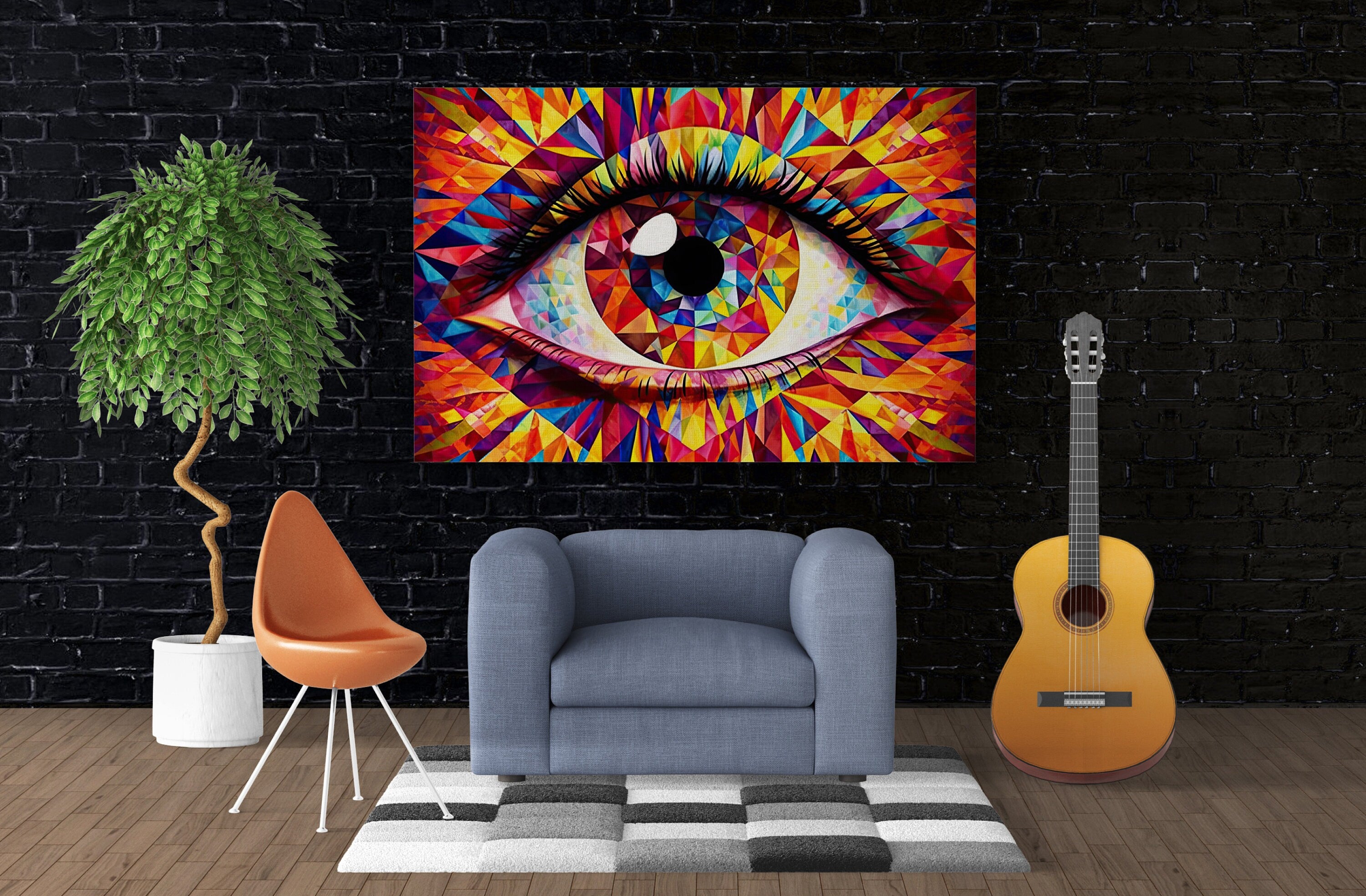 Psychedelic Canvas Art – Third Eye Painting with Vibrant Colors & Trippy Home Decor