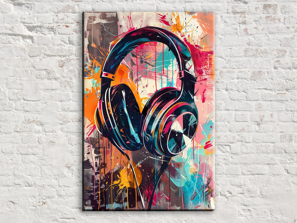 Retro Headphones Art – Pop Art Wall Decor | Large Canvas Print Ready to Hang