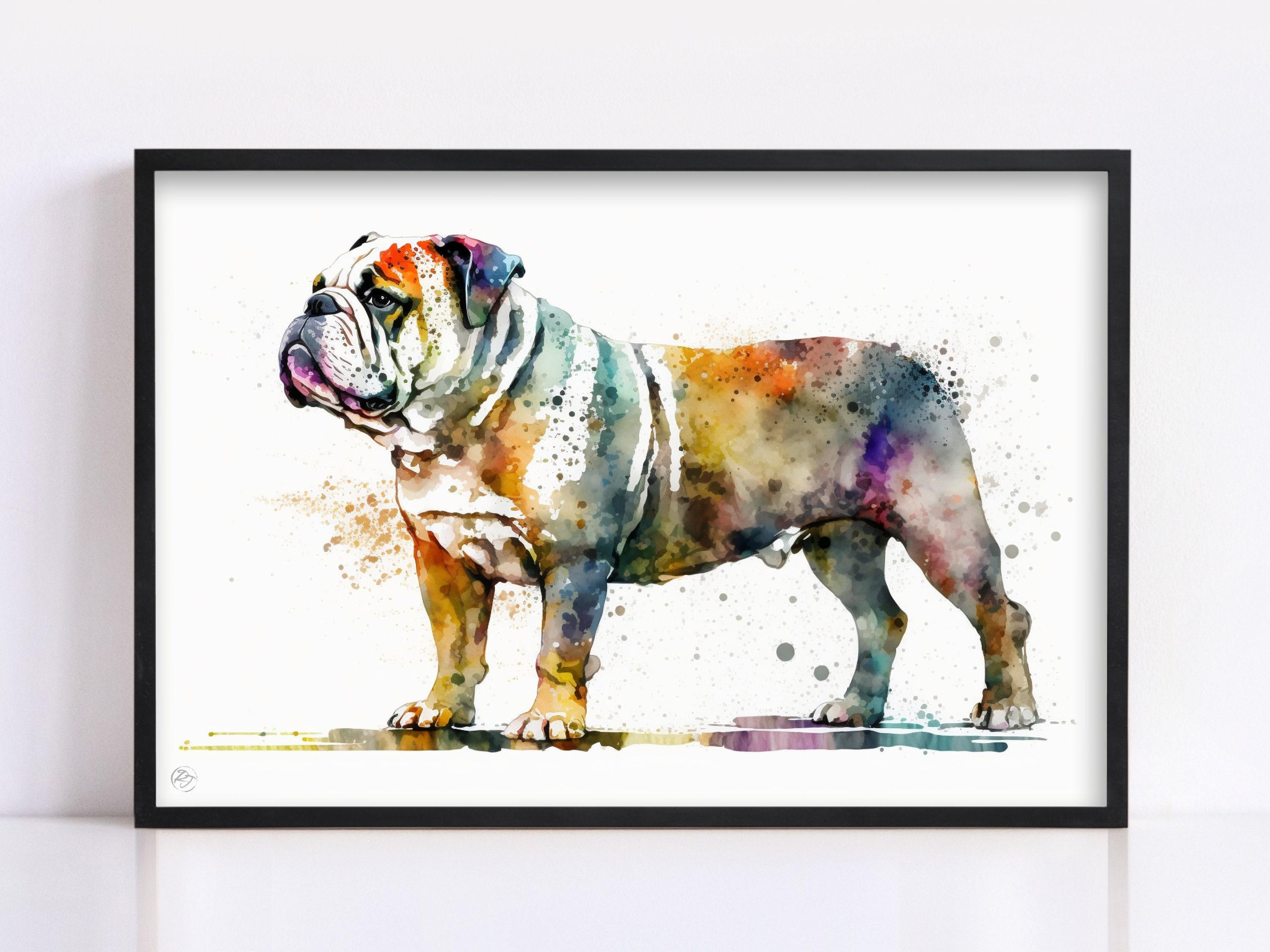Bulldog Lover's Delight: Watercolor Bulldog Wall Art, Giclee Print on Canvas, Artist Paper, Watercolor Paper, Available in Extra Large Sizes