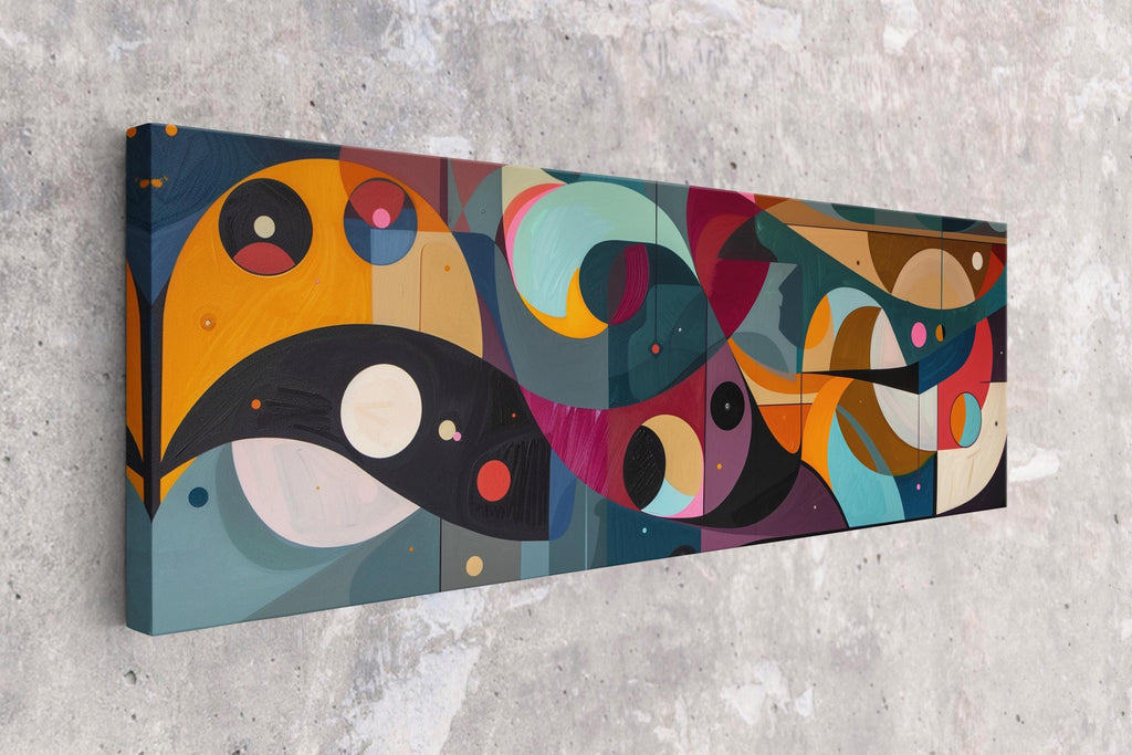 a painting on a wall of different colors