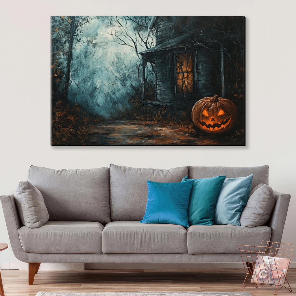 Haunted House Wall Art - Extra Large Gothic Canvas Print | Framed Spooky Decor