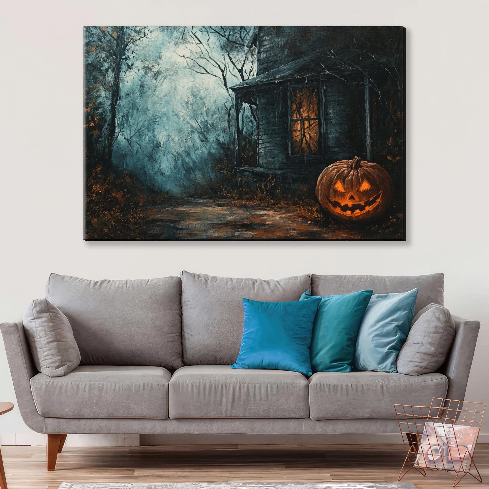 Haunted House Wall Art - Extra Large Gothic Canvas Print | Framed Spooky Decor