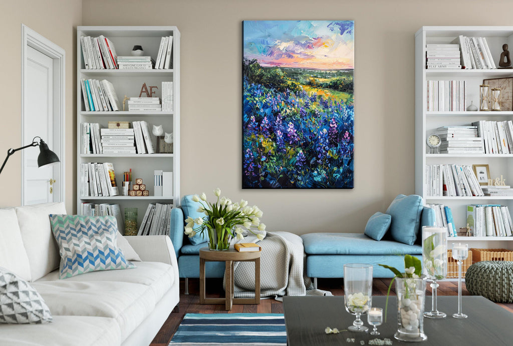 Bluebonnet Meadow Painting – Texas Canvas Art | Gallery Wrapped Canvas Print