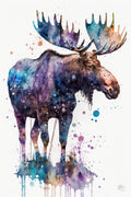 Moose Watercolor Art Print, Nursery Animal Canvas Print, Cute Decor, Framed Kids Wall Art
