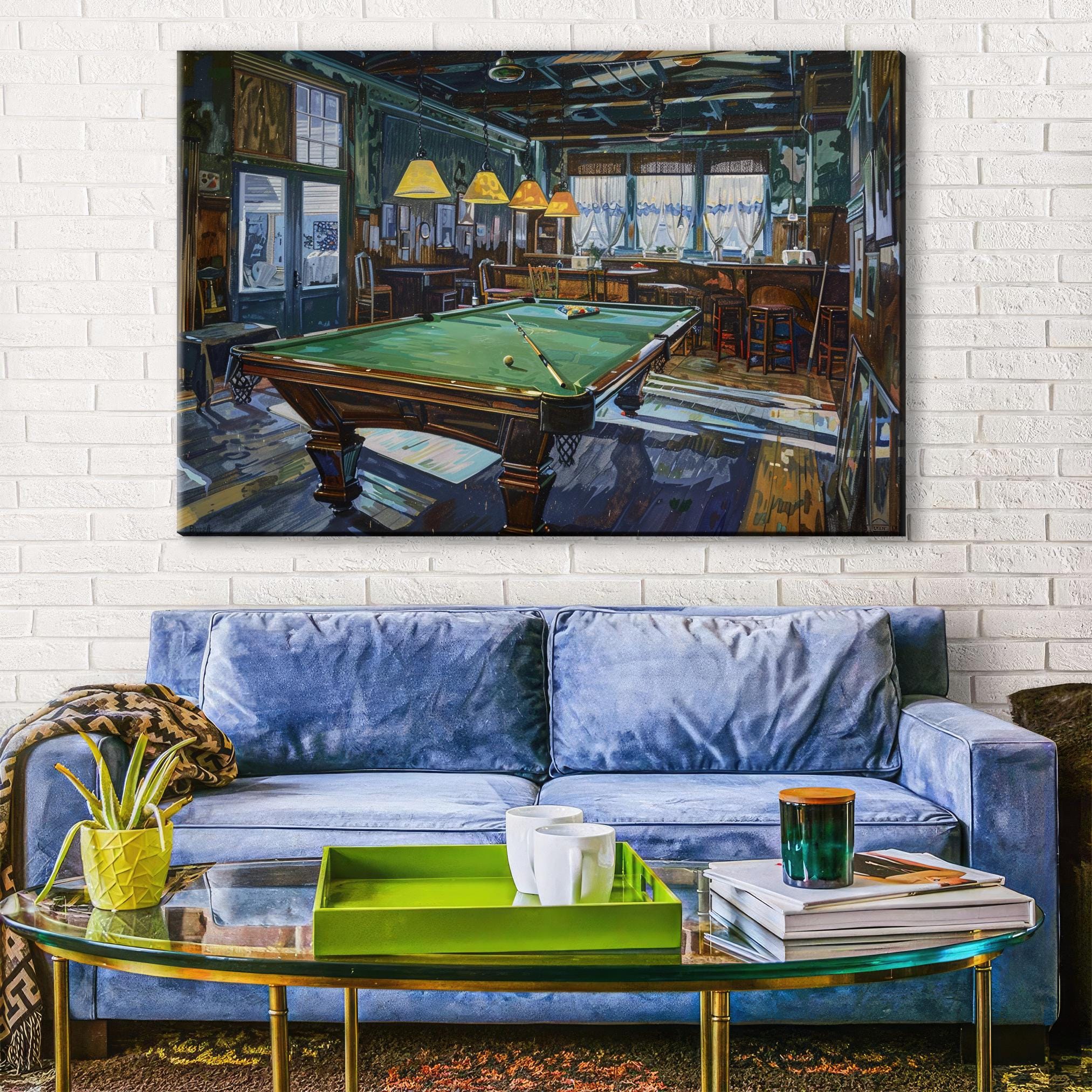 Vintage Billiards Canvas – Gallery Wrapped Pool Hall Wall Art | Extra Large Giclée Print