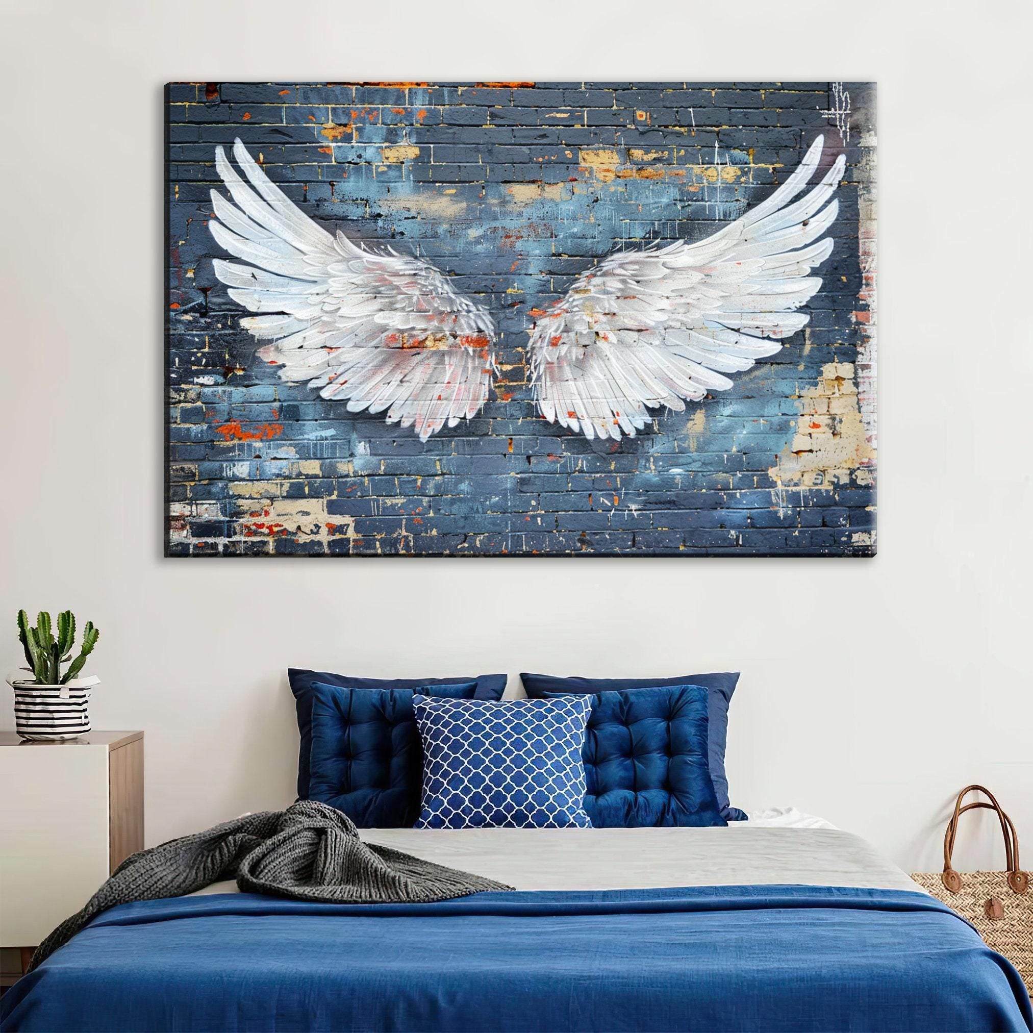 Banksy Angel Wings Art - Large Canvas Print | Urban Street Art, Ready to Hang