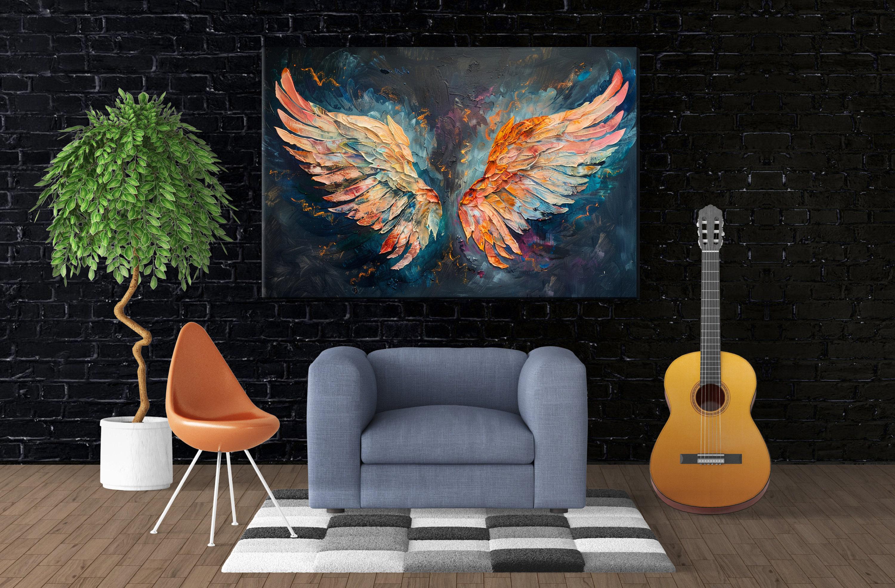 Angel Wings Canvas Print – Heavy Texture Gallery Wrapped Canvas Wall Art, Ready to Hang
