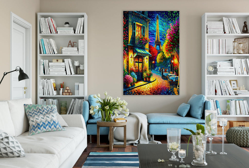 Paris Eiffel Tower Painting – Vibrant Paris Cityscape Print | Gallery Ready Canvas Art