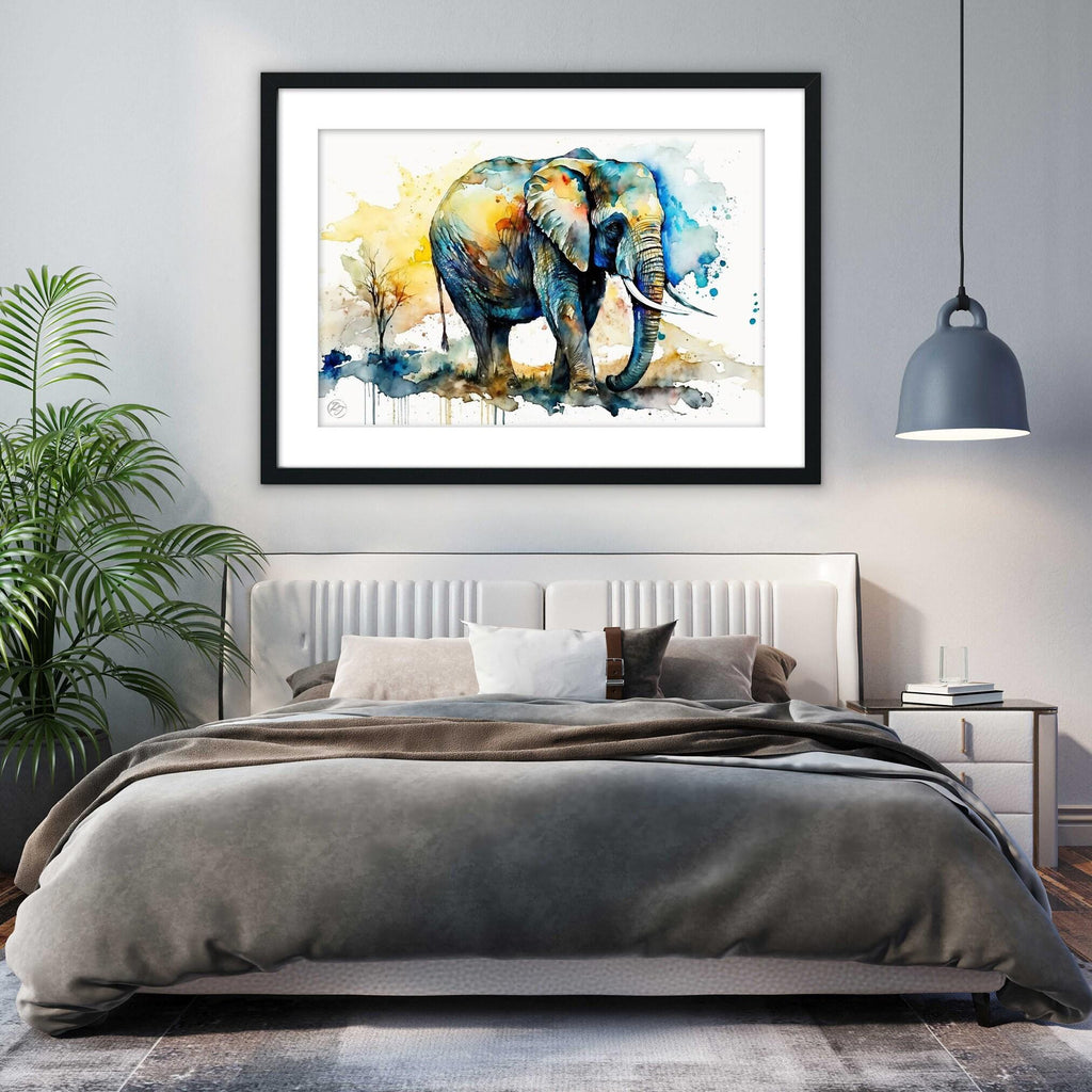 Gentle Giant: Watercolor Elephant Wall Art Print, Giclee Print on Canvas, Artist Paper, Watercolor Paper, Available in Extra Large Sizes