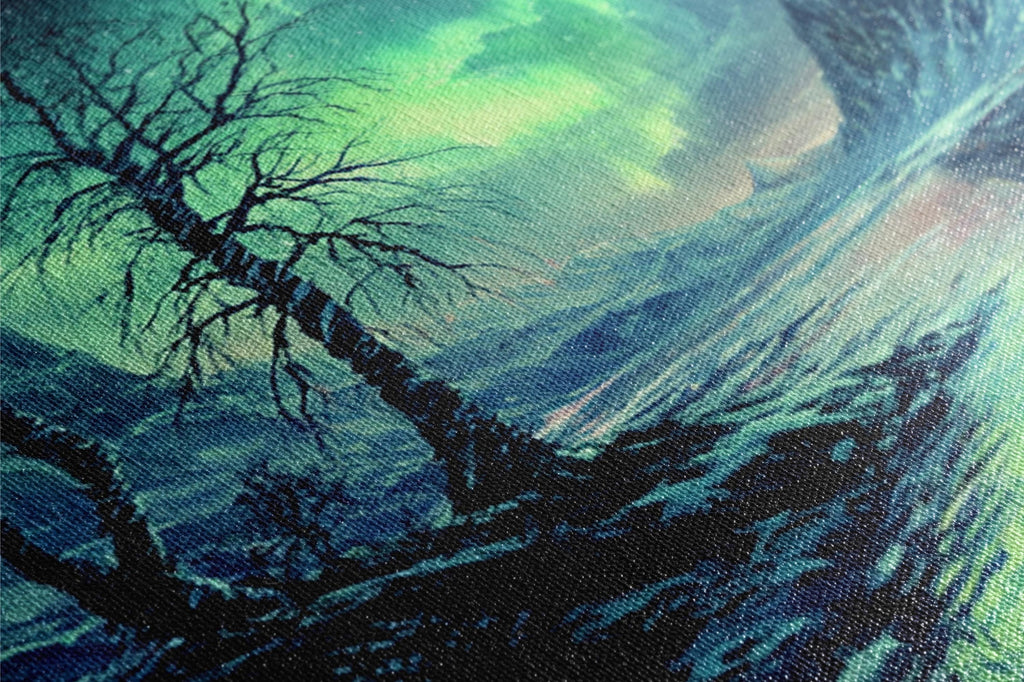 a painting of a tree with a sky background