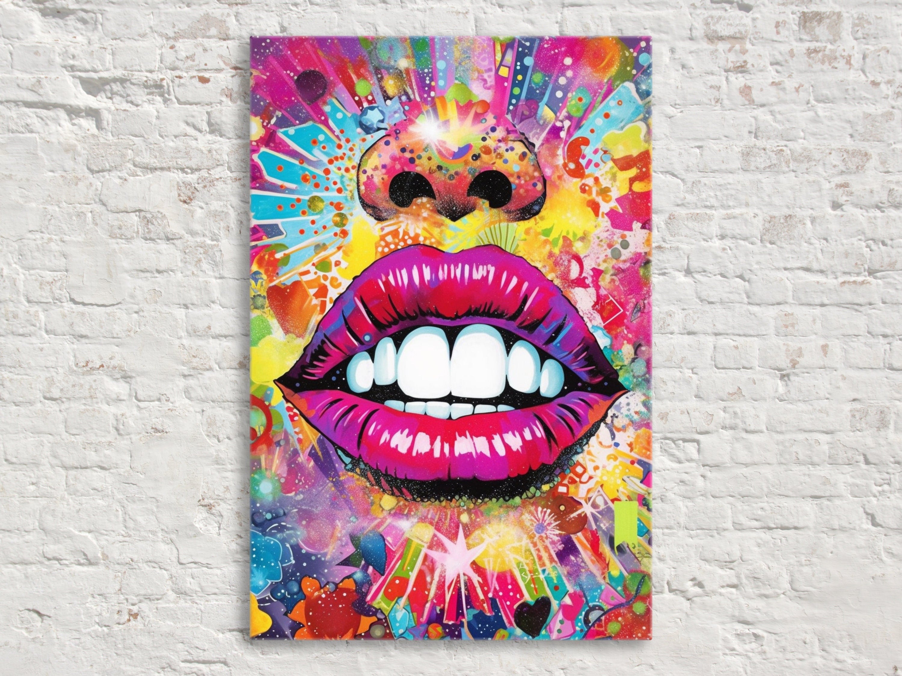 Woman Lips Wall Art - Luscious Lips Decor on Large Canvas Print, Gallery Ready