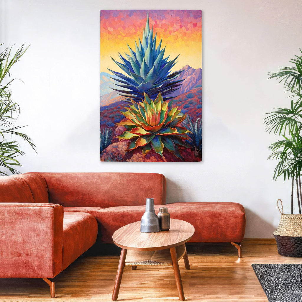 Blue Agave Plant Canvas – Large Desert Landscape Print | Southwest Wall Art