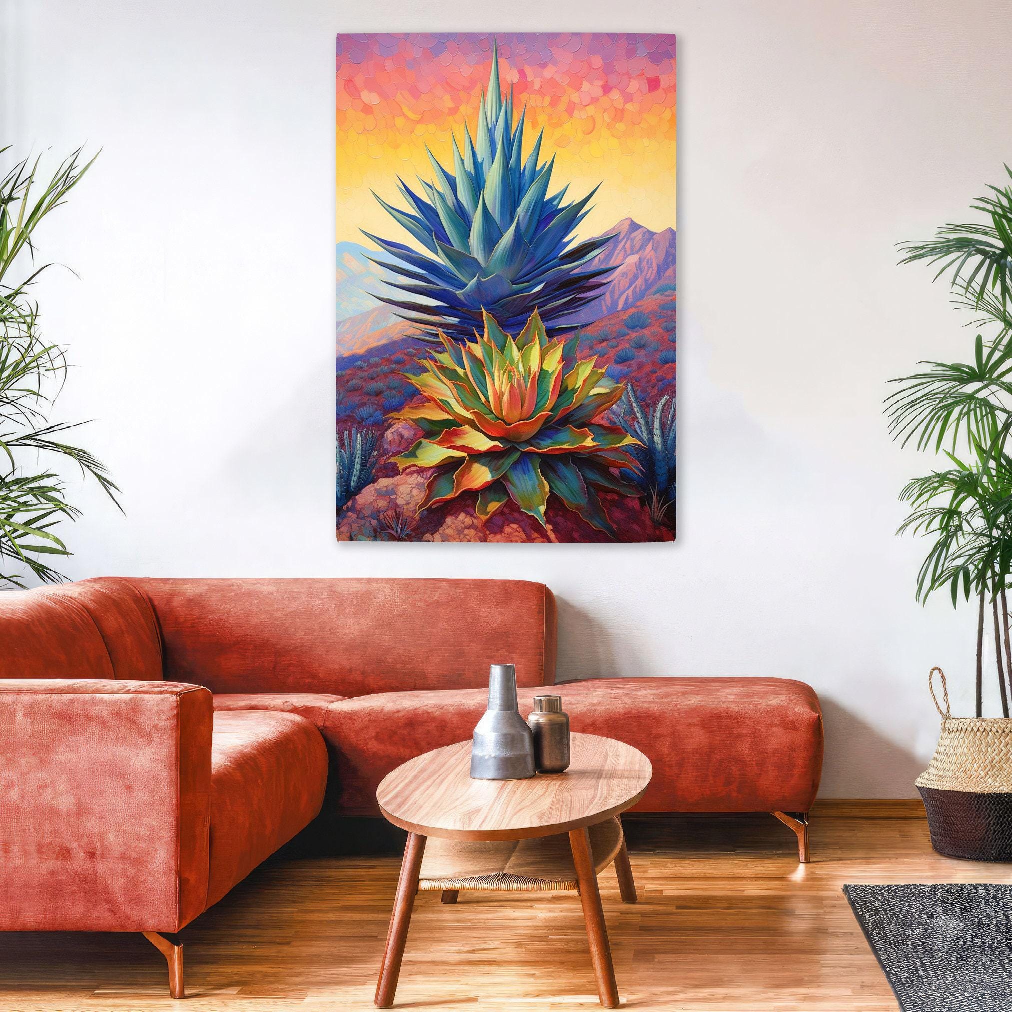 Blue Agave Plant Canvas – Large Desert Landscape Print | Southwest Wall Art