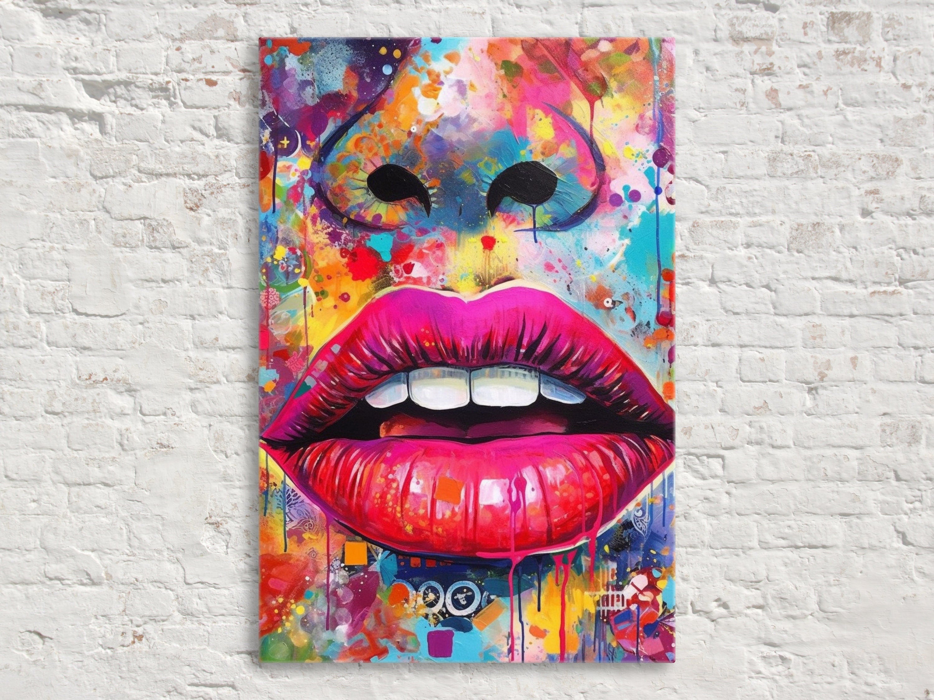 Sexy Lips Wall Art – Woman's Lips Pop Art Canvas Print with Luscious Feminine Beauty