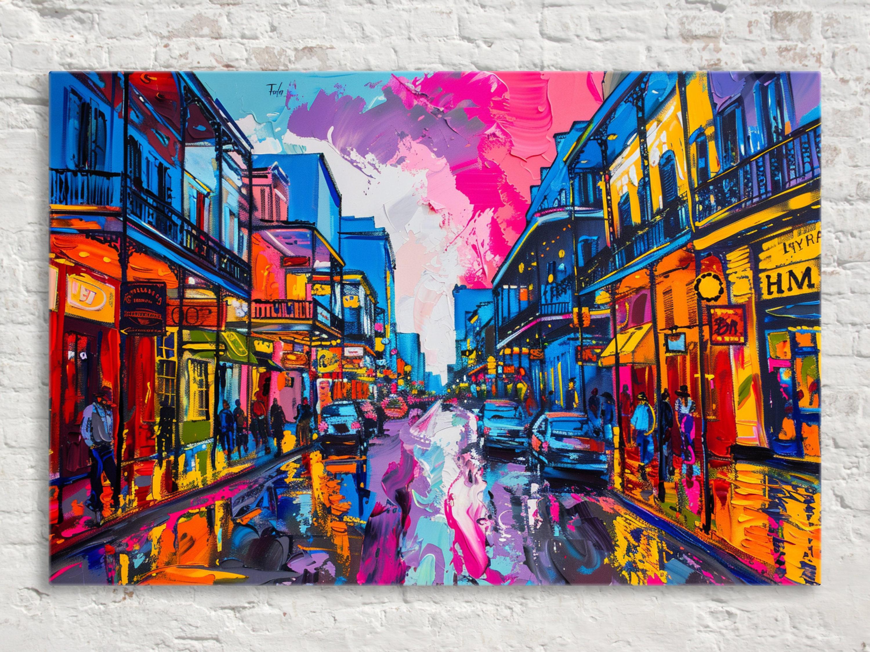 New Orleans Pop Art - French Quarter Art on Gallery Wrapped Canvas, Extra Large Ready to Hang