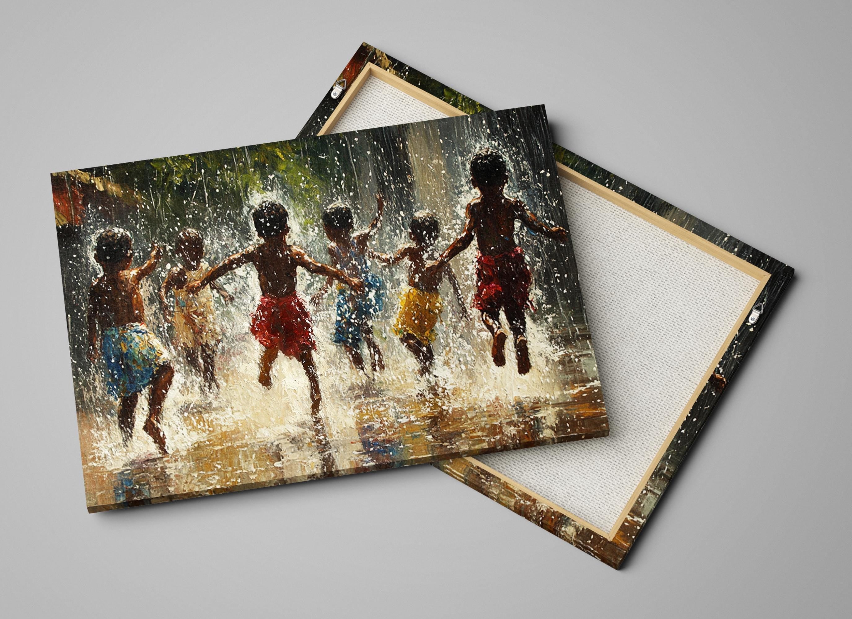 African Children Wall Art - Extra Large Framed Gallery Wrapped Canvas Print