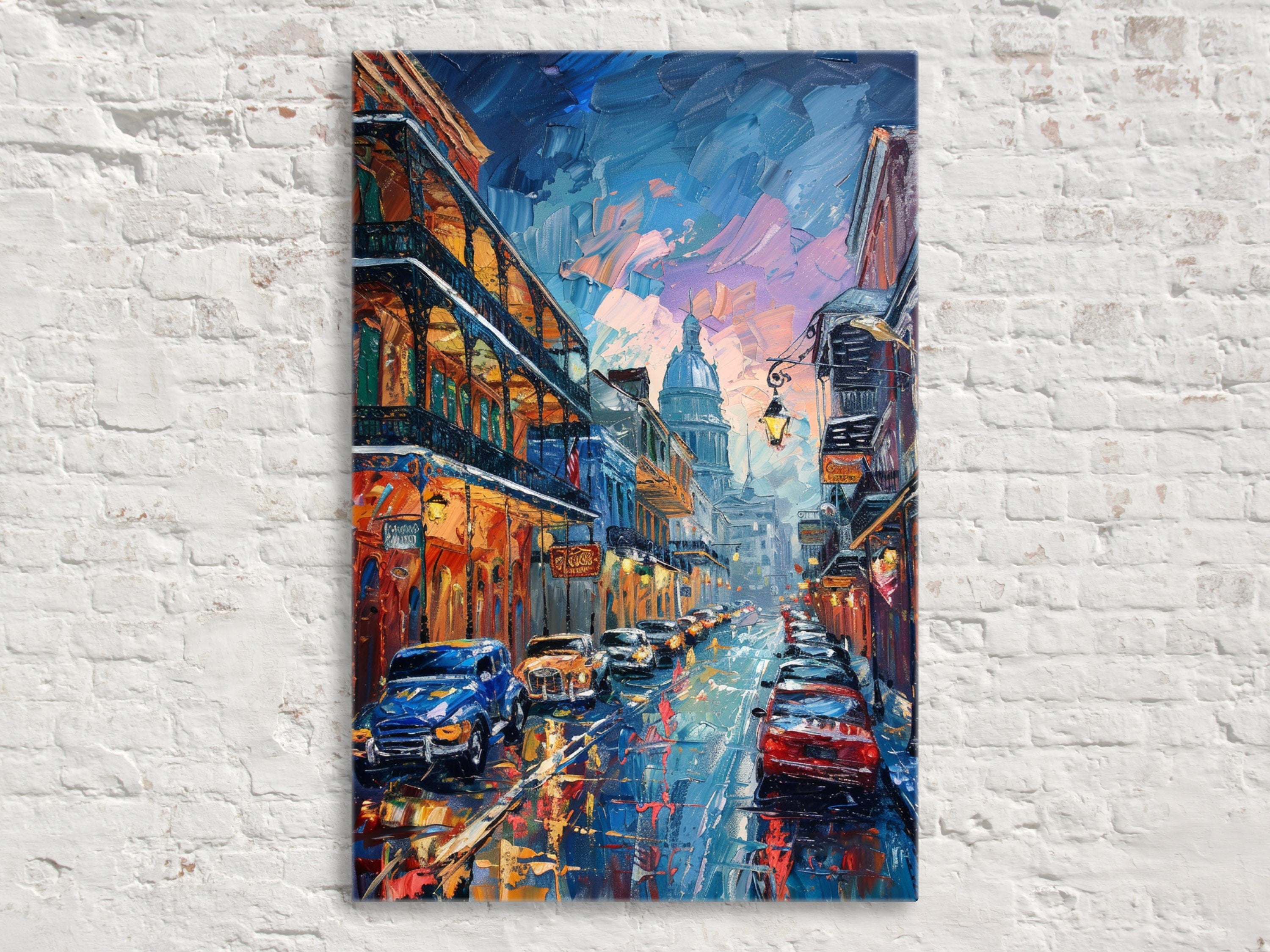 New Orleans Wall Art – Vintage Canvas Art, Gallery Wrapped Sunset Cityscape Print